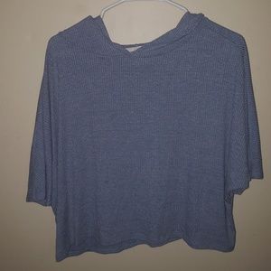 Light blue crop top short sleeve hoodie
